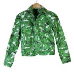 Rafaella  Abstract Floral Jacket Womens S Green 100% Cotton Art Photo 0