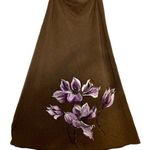 Old Navy Brand Brown A Line Long Skirt Hand Painted Purple White Flowers Size 6 Photo 0