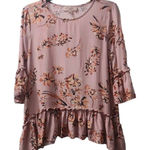 Philosophy Floral Ruffle Hem Tunic Top Blouse Flowy Pink Small Photo 0