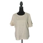 For Cynthia  100% Linen‎ Ruffle Sleeve Top Womens MP Minimalist BOHO Neutral Photo 1