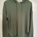 Time and Tru Green Ribbed Lightweight Longsleeve Pullover with hood size medium Photo 0