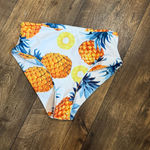 Retro High Waisted White and Orange Bikini Photo 8