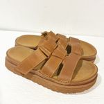 UGG  Brown Leather Goldenstar Slide Strappy Sandal Size 9 Slip On Photo 2