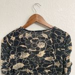 Free People NWT  Womens Shirt Blouse Through The Meadow Black Beige Size Large Photo 4