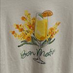 Talbots Cream Tee with Floral and Drink Design 100% Cotton Photo 2