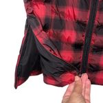 J. Jill Womens Buffalo Plaid Full Zip Quilted Puffer Long Down Vest Red Black XS Photo 4