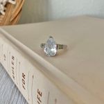 Pear Tapered Baguette Classic Silver Engagement Promise Wedding Ring “Eglantine”Jewelry Photo 0