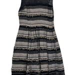 Tracy Reese Anthropologie Coco Black Perforated Striped Cocktail Dress 6 Photo 0