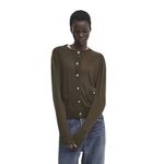 Massimo Dutti  Olive Green Cardigan Button Front Crew Neck Pockets Knit M NWT Photo 5