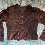 Vintage sheer shimmer bronze button down long sleeve cardigan set, size medium Photo 2