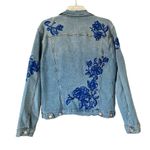 BLANK NYC Blue Embroidered Denim Jean Stretch Jacket Floral Roses size Medium Photo 5