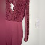 Haute Monde Chic  Burgundy Crochet Lace Bodycon Dress Long Sleeve Size Small 33” Photo 6