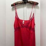 Simone Perele Lace Trim Satin Babydoll Slip Dress in Two Tone Red Small Paris Photo 4