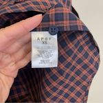 Tuckernuck  APOF Navy Plaid Ruffle High Neck Button Down Shirt‎ Size XS Photo 6