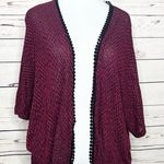 julie's closet Julie’s Closet Burgundy & Black Open Front Dolman Sleeve Cardigan Size Large Photo 8