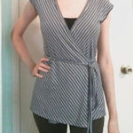 J.Crew  Blue & Green Striped Surplice Wrap Blouse Shirt Top Photo 0