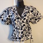 Old Navy NWT Women's Wrap Cotton Blouse Puff Sleeves and Defined Waist Size S Photo 0