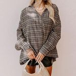 Impressions  EUC Women's Rustic Vineyard Tweed Linen Blend Top Black Size S Photo 0