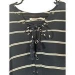 Faithfull the Brand Navy Blue Striped Lace Up Long Sleeve Shirt Women Sz M Photo 3