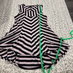 Monteau  Black and Tan Stripped Peplum Tank Top Photo 5