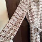 J. CREW Collection | Silk Twill Pleated Brown Plaid Midi Shirt Dress | Size 0 Photo 3