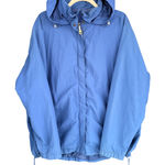 LL Bean Womens 3X Blue Hooded Lightweight Rain Jacket Anorak Drawstring Photo 0