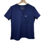 FIGS  Technical Collection Catarina Pocket‎ Scrub Top Women Sz S Blue V-Neck Photo 0
