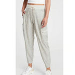 Athleta  Venture Printed Pants 6 Side Zip Joggers Travel Gray Cream Athleisure Photo 1