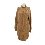 J.Crew Cable-Knit Mini Sweater-Dress Heather Acorn Camel Size Large Photo 2