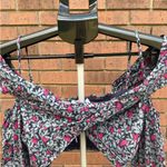 Lovers + Friends Pearl Puff Sleeve Crop Top Off Shoulder Blue Multi Floral Small Photo 1