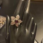 Elegant Rhinestone Floral Ring Purple Size 8 Photo 1