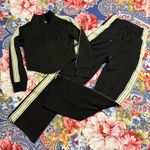 Two piece tracksuit crop jacket high waist pants track pants joggers 2 piece set Black Photo 3
