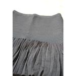 Sandro Paris Rib Knit Mini Skirt Flounce Hem Pleated Bodycon Black Size 1 Small Photo 2
