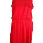 Joe Fresh Dress XL Lace Trim Bright Red Scoop Neck Sleeveless Knit New Photo 8