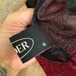 Cider  Black Maroon Sparkly Glitter Lace Cropped Tank Top Small NWOT Photo 4