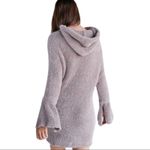 EXPRESS Taupe Teddy Hooded Plush Bell Sleeve Sweater Dress Women's Size Large Photo 2