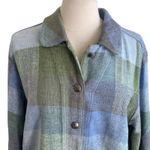 Christopher & Banks  Plaid Shacket Womens Sz Large Blue Green Campcore Chenille Photo 2