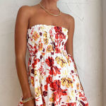 Shona joy  Kalani Shirred Strapless Mini Dress In Coconut/Multi Tiered Floral 2 Photo 0
