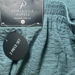 Adrianna Papell NWT‎  XL Blue Woven Crinkle Kimono Pant Set High Rise Lounge Set Photo 2