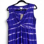 Chico's Chico’s Katrina Maxi Dress SzL Elegant Blue Tie-Dye Knotted Ruching Flowy Casual Photo 3