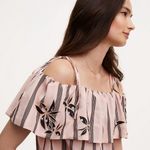 Loft  NWT Pink Striped Orchid Cold Shoulder Top Size XS Photo 2