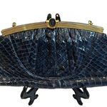 Judith Leiber Snakeskin Trojan Warrior Cameo Clasp Shoulder Bag Purse Clutch Photo 0