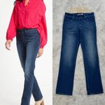 Betabrand  Women’s Straight Leg Yoga Pants Jeans Pull On Blue Denim High Rise M Photo 1