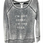 Milly  | I’m Not Bossy, I’m The Boss Acid Washed Burnout Sweatshirt‎ Size SMALL Photo 0