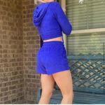 Zenana Outfitters Hoodie Drawstring Short Set. Royal Blue. Large. NWT Photo 2