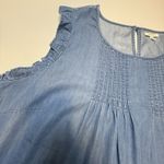 Maurice Top Flowy Chambray Blouse‎ Sleeveless Pintuck Bodice Trendy Shirt 2X # Blue Size XXL Photo 6