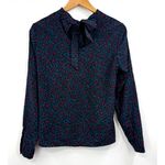 Boden Top Women Lilian Floral Blue Long Sleeve Tie Back High Neck Size 6 Photo 6