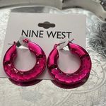Nine West  Fuchsia Crystal Faceted Hoop Earrings NWT Photo 1