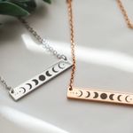Boutique NEW Moon Phase Necklace, White Gold Plated Photo 10