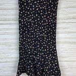Vintage Black Ditsy Floral Ruffle Hem Grunge Midi Dress Size 12 Photo 3